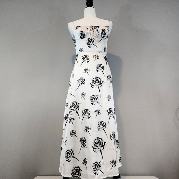 Rose Print Midi Slip Dress Sz. Medium - Picture 2 of 9